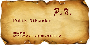 Petik Nikander névjegykártya